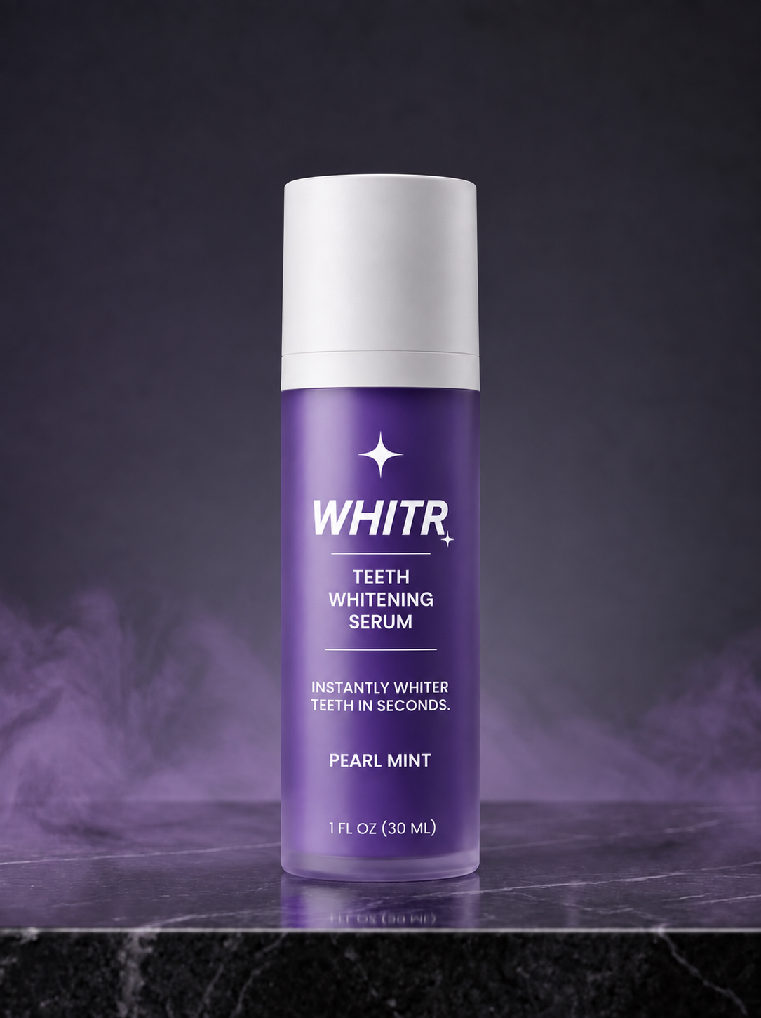 Front view of the WHITR Pearl Mint teeth whitening serum bottle